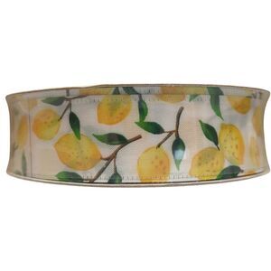 Member's Mark Wired Edge Premium Spring Ribbon, 1.5"W x 50yds - Lemons